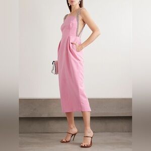 REBECCA VALLANCE Crystal-Trim Amaro Midi Dress $950 New without tag